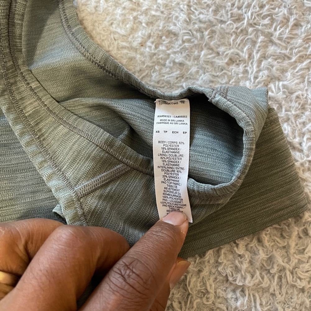 Nike Womens XS Heathered Olive Green Racerback Sports Bra Space Dye Swoosh - Picture 2 of 8